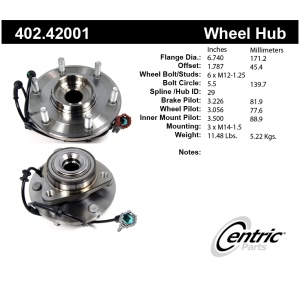 Centric Premium™ Front Passenger Side Driven Wheel Bearing and Hub Assembly for Nissan Armada - 402.42001