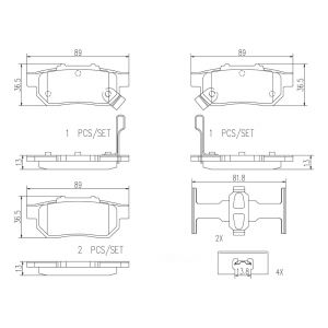 brembo Premium Ceramic Rear Disc Brake Pads for Acura Integra - P28025N