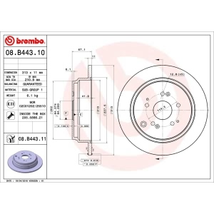 brembo UV Coated Series Solid Rear Brake Rotor for 2004 Honda Odyssey - 08.B443.11