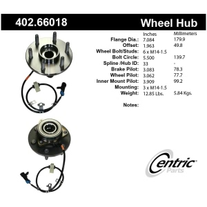 Centric Premium™ Hub And Bearing Assembly; With Integral Abs for 2003 GMC Safari - 402.66018