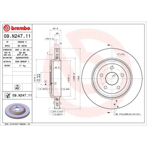 brembo UV Coated Series Vented Rear Brake Rotor for 2017 Jeep Grand Cherokee - 09.N247.11