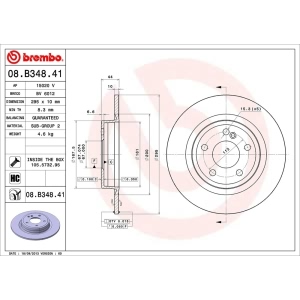brembo UV Coated Series Solid Rear Brake Rotor for 2017 Mercedes-Benz B250e - 08.B348.41