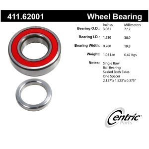 Centric Premium™ Rear Driver Side Single Row Wheel Bearing for Buick Electra - 411.62001