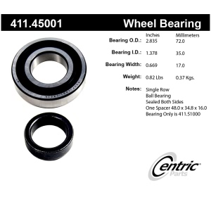 Centric Premium™ Rear Passenger Side Single Row Wheel Bearing for 1984 Mazda RX-7 - 411.45001