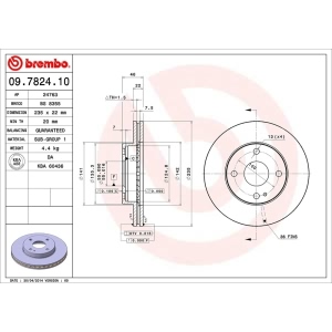 brembo OE Replacement Front Brake Rotor for 1992 Ford Escort - 09.7824.10