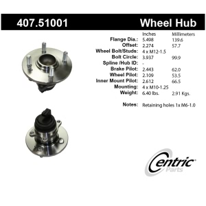 Centric Premium™ Wheel Bearing And Hub Assembly for 2006 Kia Rio5 - 407.51001