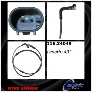 Centric Rear Brake Pad Sensor for 2015 BMW X5 - 116.34049