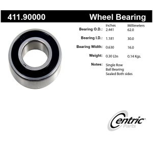 Centric Premium™ Rear Passenger Side Inner Single Row Wheel Bearing for BMW 733i - 411.90000