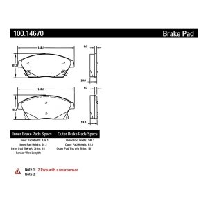 Centric Formula 100 Series™ OEM Brake Pads for 2013 Buick Verano - 100.14670