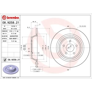 brembo UV Coated Series Rear Brake Rotor for Lincoln MKC - 08.N258.21