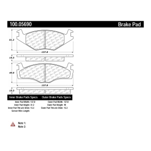 Centric Formula 100 Series™ OEM Brake Pads for Volkswagen Cabriolet - 100.05690
