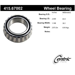 Centric Premium™ Rear Driver Side Inner Wheel Bearing for 2007 Dodge Ram 3500 - 415.67002