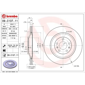 brembo UV Coated Series Rear Brake Rotor for 2007 Audi S8 - 09.C137.11