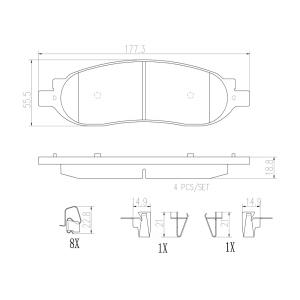 brembo Premium Ceramic Rear Disc Brake Pads for 2005 Ford F-250 Super Duty - P24118N