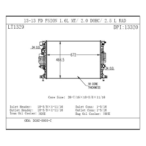 TYC Engine Coolant Radiator for 2016 Ford Fusion - 13320