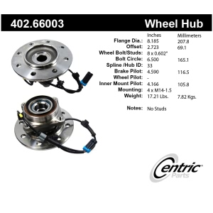 Centric Premium™ Wheel Bearing And Hub Assembly for 1997 GMC K3500 - 402.66003