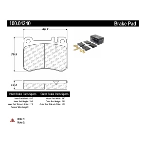 Centric Formula 100 Series™ OEM Brake Pads for 1988 Mercedes-Benz 560SL - 100.04240
