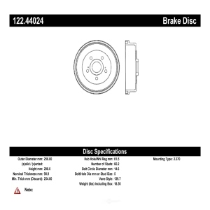 Centric Premium™ Brake Drum for 1989 Toyota Van - 122.44024