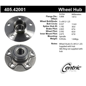 Centric Premium™ Wheel Bearing And Hub Assembly for 1999 Nissan Maxima - 405.42001