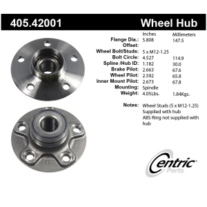 Centric Premium™ Wheel Bearing And Hub Assembly for 2002 Infiniti I35 - 405.42001