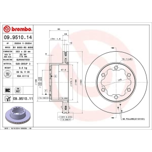 brembo OE Replacement Vented Rear Brake Rotor for 2007 Dodge Sprinter 3500 - 09.9510.14