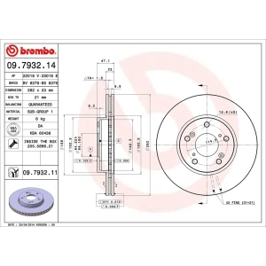 brembo UV Coated Series Vented Front Brake Rotor for 2014 Honda Civic - 09.7932.11