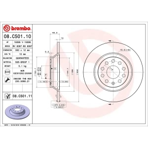 brembo UV Coated Series Rear Brake Rotor for Volkswagen Tiguan - 08.C501.11