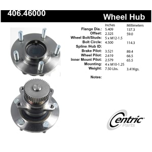 Centric Premium™ Wheel Bearing And Hub Assembly for 2000 Chrysler Sebring - 406.46000