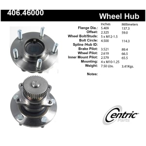 Centric Premium™ Wheel Bearing And Hub Assembly for 1995 Chrysler Sebring - 406.46000