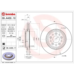 brembo UV Coated Series Front Brake Rotor for 2005 Ford Five Hundred - 09.A400.11