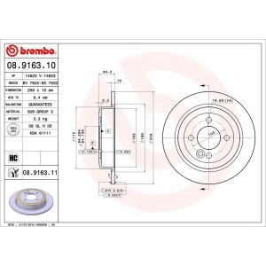 brembo UV Coated Series Solid Rear Brake Rotor for 2005 Mini Cooper - 08.9163.11