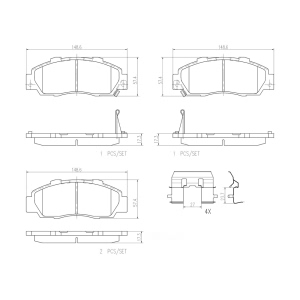 brembo Premium Ceramic Front Disc Brake Pads for Acura Vigor - P28026N