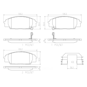 brembo Premium Ceramic Front Disc Brake Pads for 2009 Honda S2000 - P28032N