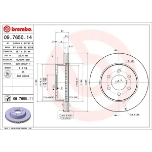 brembo UV Coated Series Front Brake Rotor for 1999 Dodge Durango - 09.7650.11