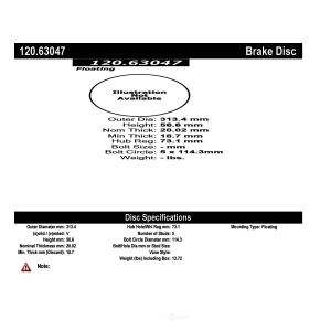 Centric Premium™ Brake Rotor for 2000 Plymouth Prowler - 120.63047