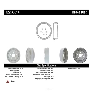 Centric Premium™ Brake Drum for Volkswagen Transporter - 122.33014