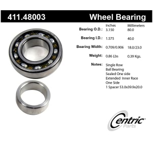 Centric Premium™ Rear Driver Side Single Row Wheel Bearing for 2003 Chevrolet Tracker - 411.48003