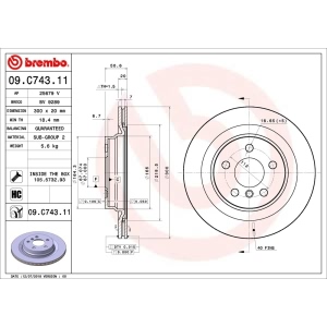 brembo UV Coated Series Vented Rear Brake Rotor for 2016 BMW X1 - 09.C743.11