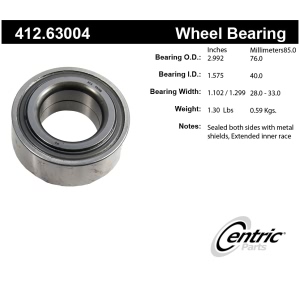Centric Premium™ Front Passenger Side Double Row Wheel Bearing for 1987 Dodge Omni - 412.63004