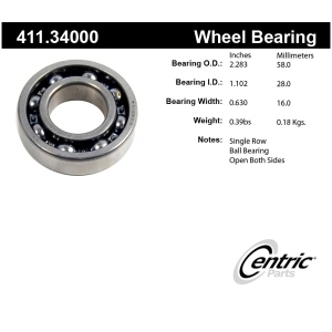 Centric Premium™ Rear Passenger Side Outer Single Row Wheel Bearing - 411.34000