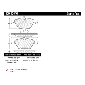 Centric Original Equipment Formula Brake Pads With Hardware for 2010 BMW Z4 - 100.10610