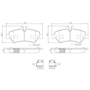 brembo Premium Ceramic Rear Disc Brake Pads for 2012 Mercedes-Benz Sprinter 2500 - P50084N