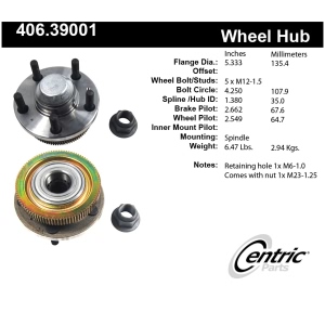 Centric Premium™ Wheel Bearing And Hub Assembly for 1990 Volvo 740 - 406.39001