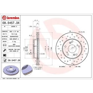 brembo Premium Xtra Cross Drilled UV Coated 1-Piece Front Brake Rotors for 2002 Acura RSX - 09.5457.3X