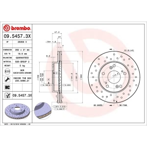 brembo Premium Xtra Cross Drilled UV Coated 1-Piece Front Brake Rotors for 2015 Honda CR-Z - 09.5457.3X