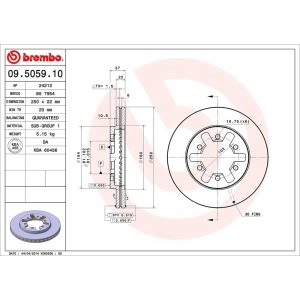 brembo OE Replacement Vented Front Brake Rotor for Nissan Pickup - 09.5059.10