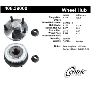 Centric Premium™ Wheel Bearing And Hub Assembly for 1993 Volvo 960 - 406.39000