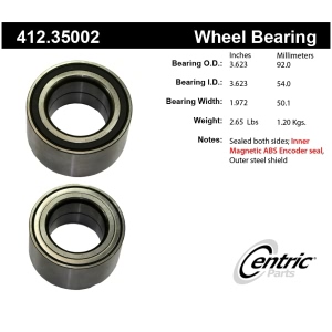 Centric Premium™ Front Passenger Side Double Row Wheel Bearing for Mercedes-Benz C280 - 412.35002