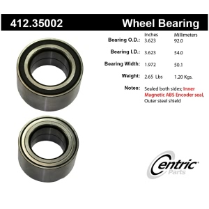 Centric Premium™ Front Passenger Side Double Row Wheel Bearing for 2005 Mercedes-Benz E320 - 412.35002