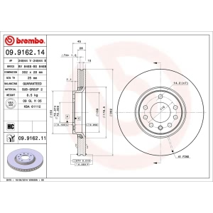 brembo UV Coated Series Vented Front Brake Rotor for 2003 Saab 9-3 - 09.9162.11